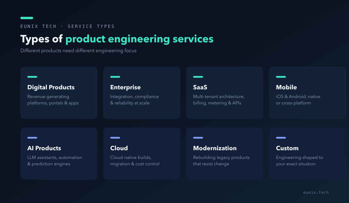 Types of product engineering services